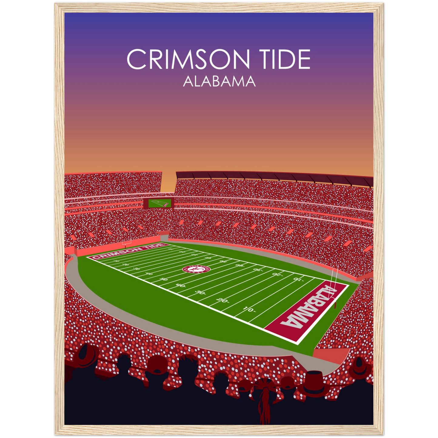 Crimson Tide | Bryant Denny Poster | University of Alabama College Football Stadium Print