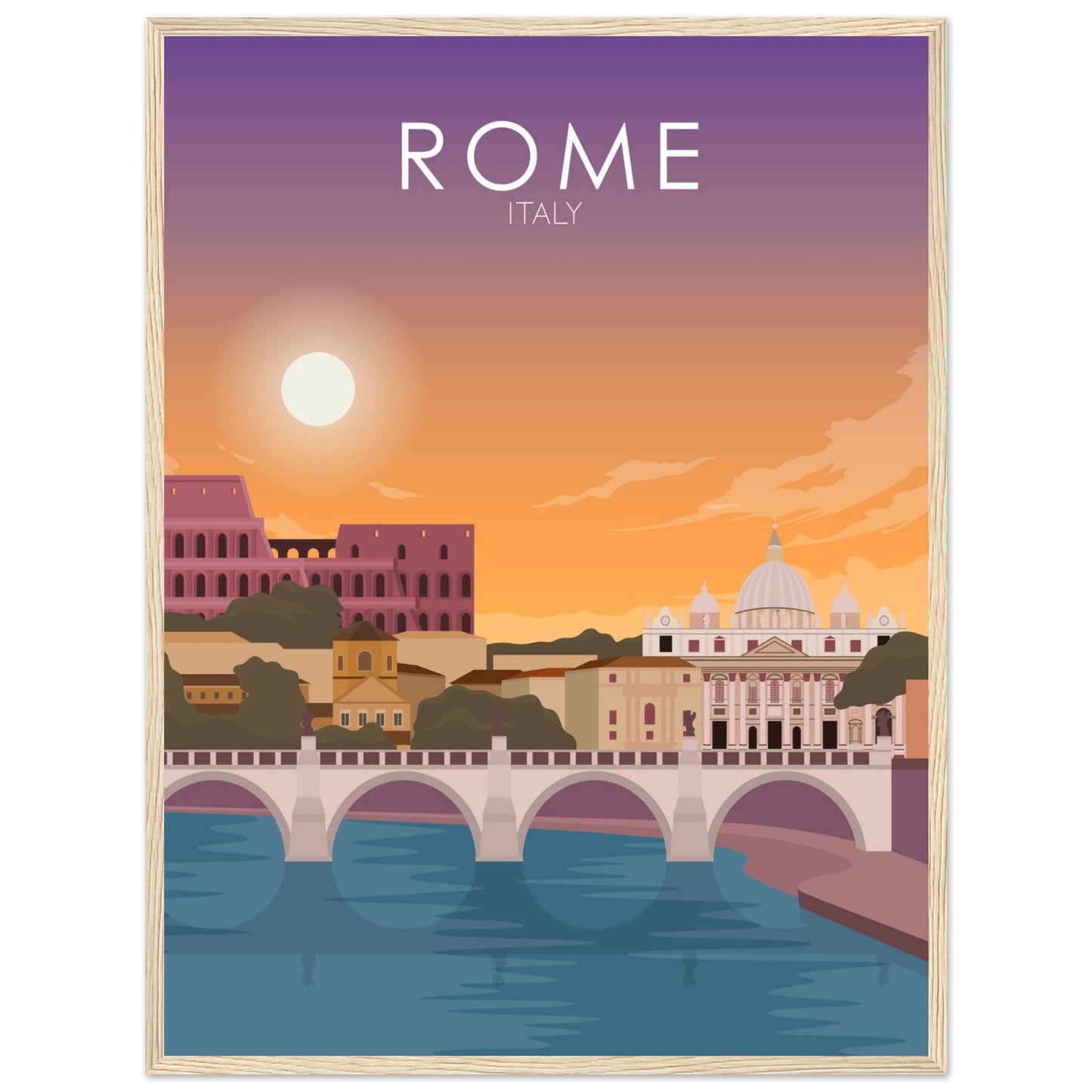 Rome Poster | Rome Wall Art | Rome Sunset Print