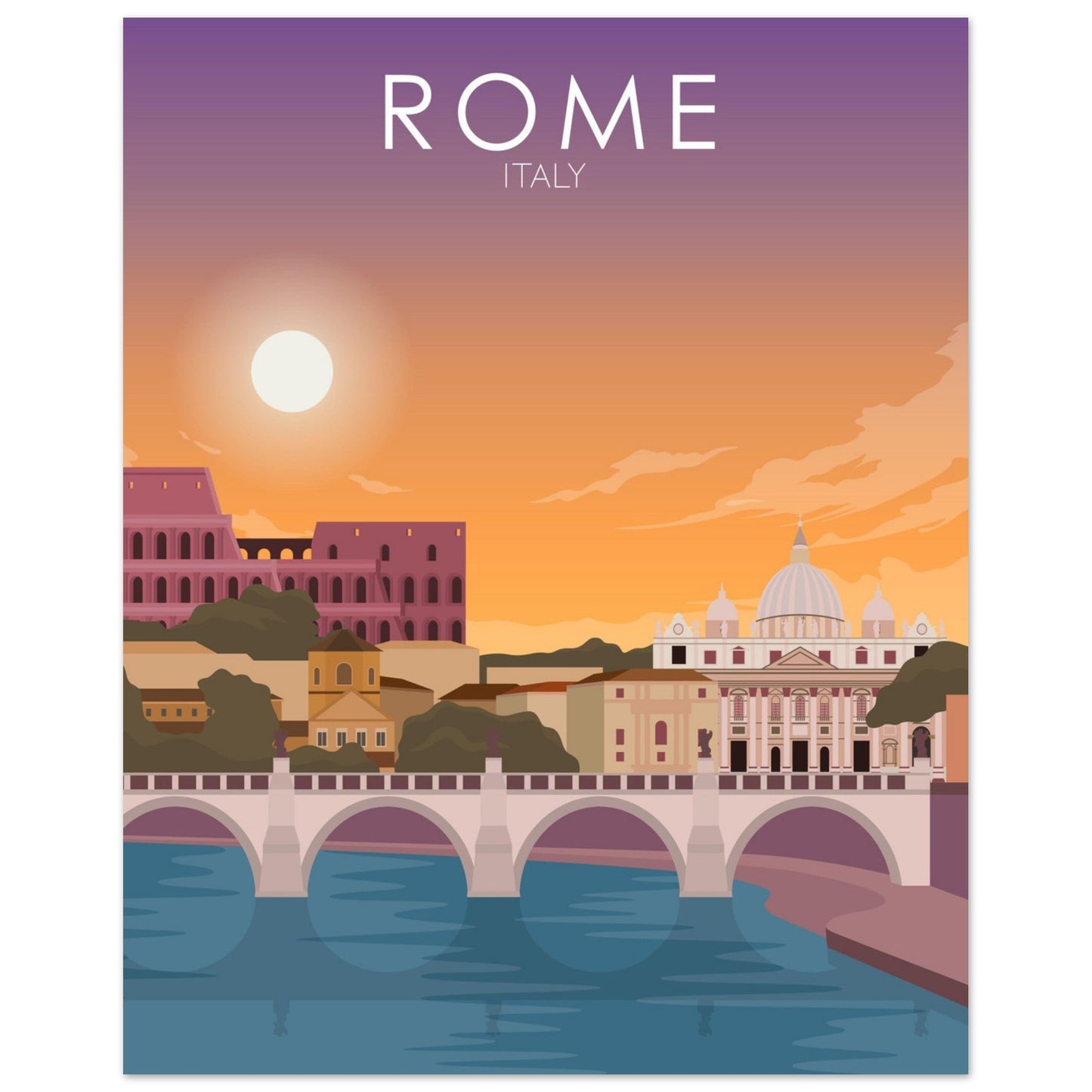 Rome Poster | Rome Wall Art | Rome Sunset Print