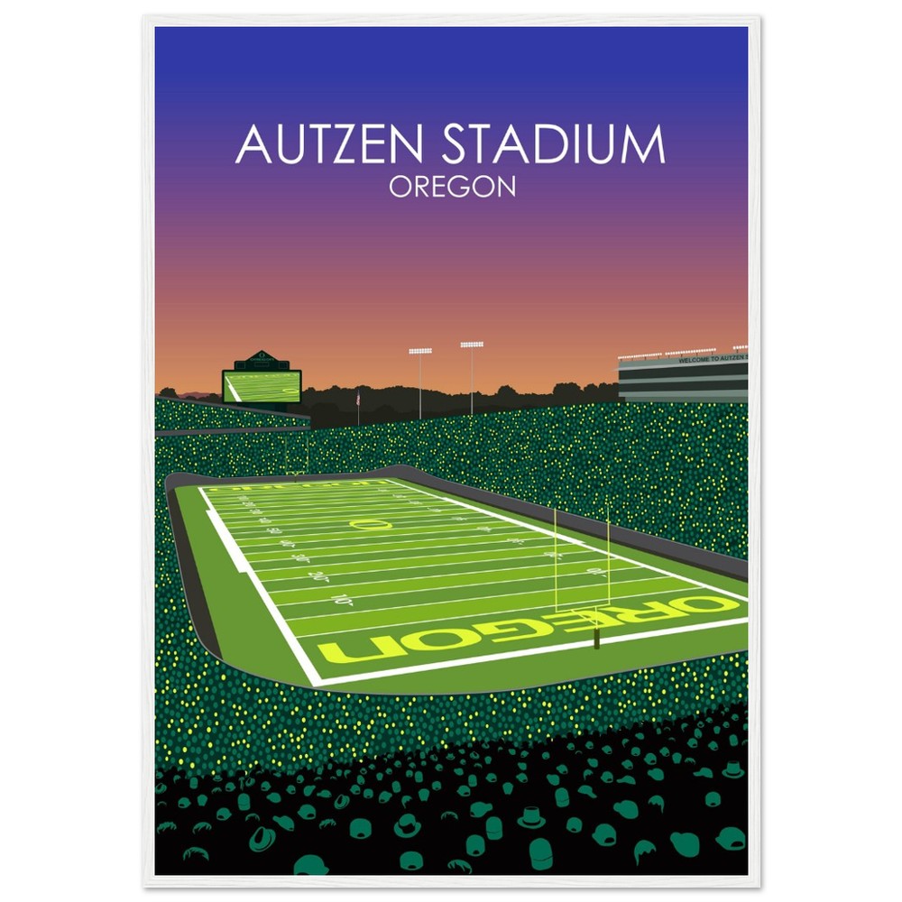 Autzen Stadium Stadium Poster | University of Oregon College Football Stadium Print