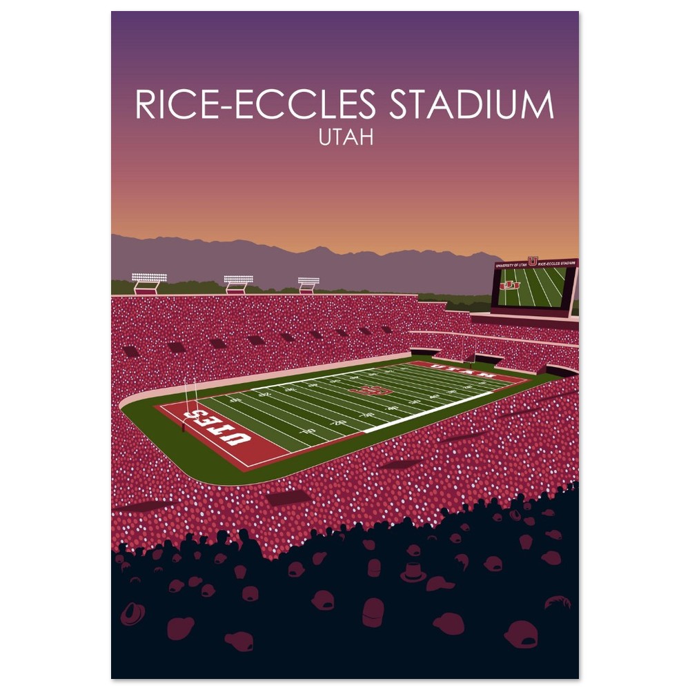 Rice-Eccles Stadium Poster | University of Utah College Football Stadium Print