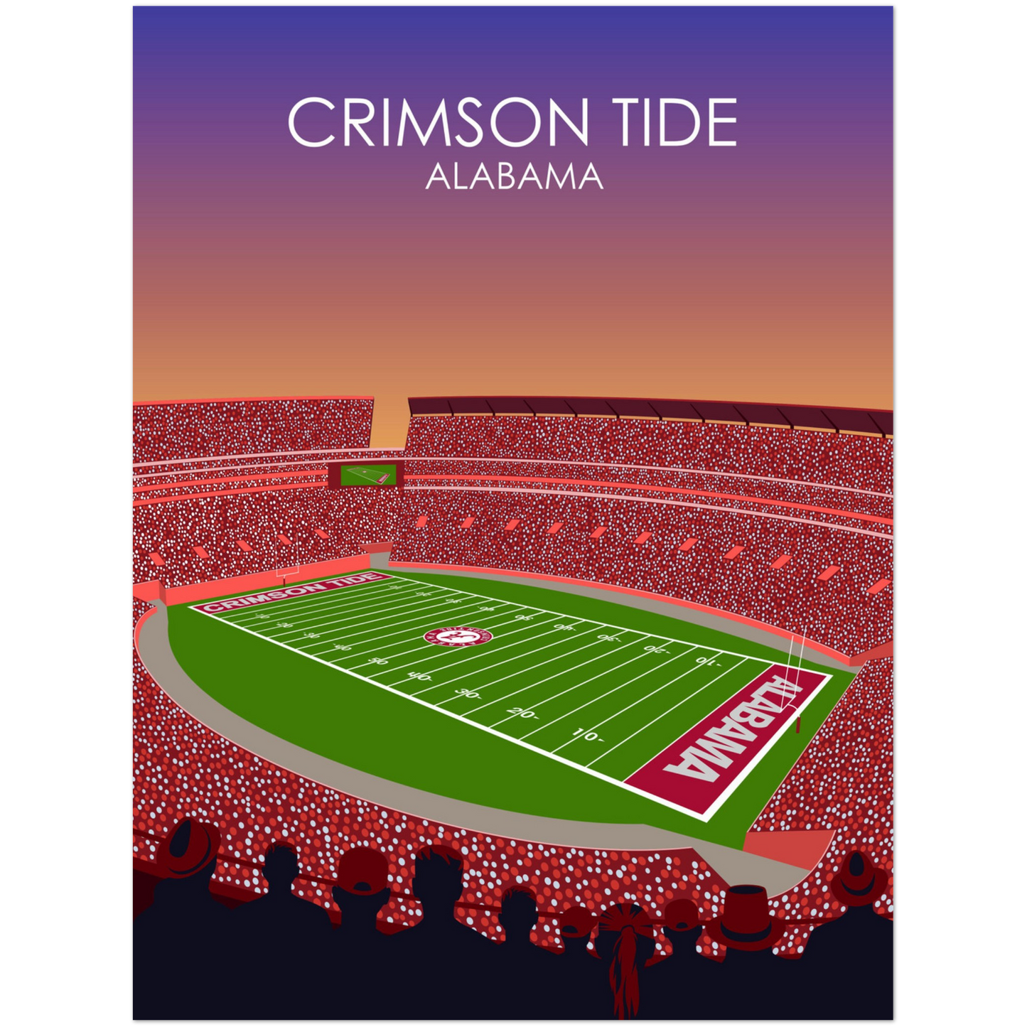 Crimson Tide | Bryant Denny Poster | University of Alabama College Football Stadium Print