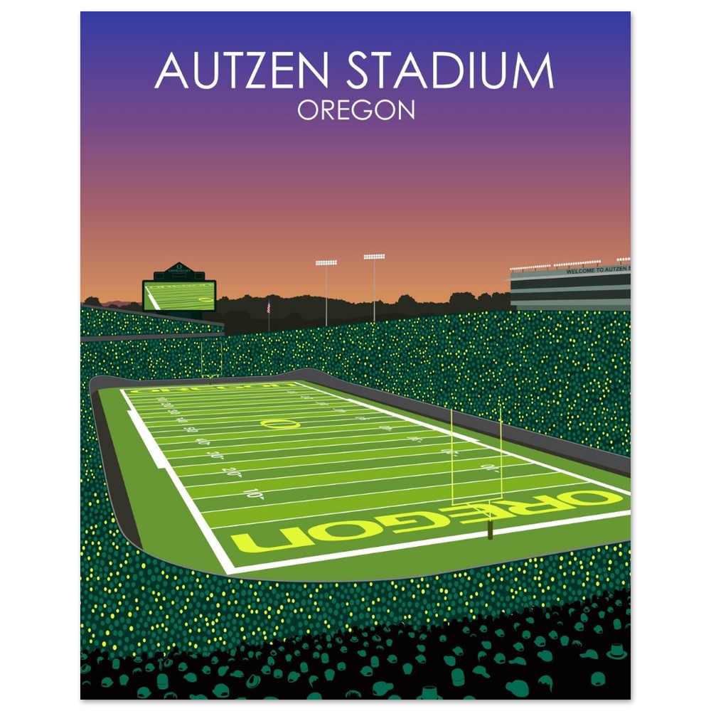 Autzen Stadium Stadium Poster | University of Oregon College Football Stadium Print