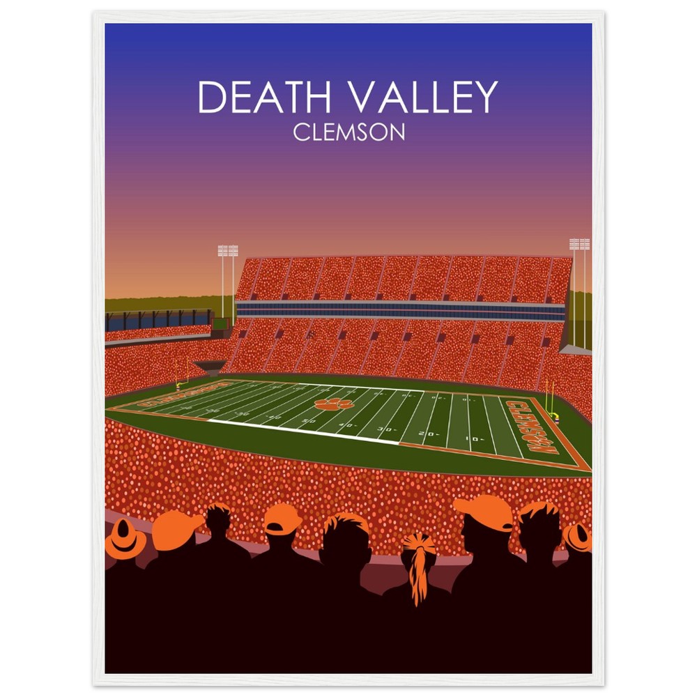 Clemson Tigers Stadium Poster | Frank Howard Field at Clemson Memorial Stadium 'Death Valley' Print