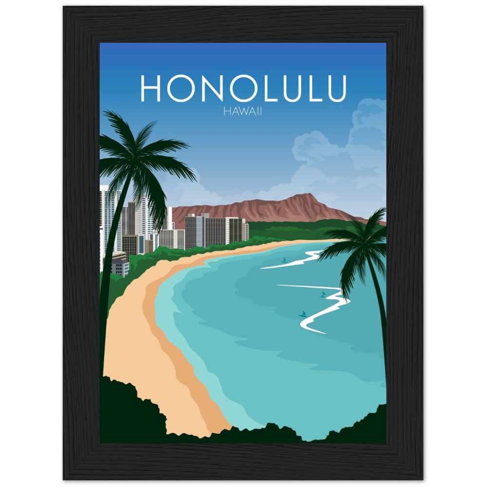 Honolulu Poster | Honolulu Wall Art | Honolulu Daytime Print