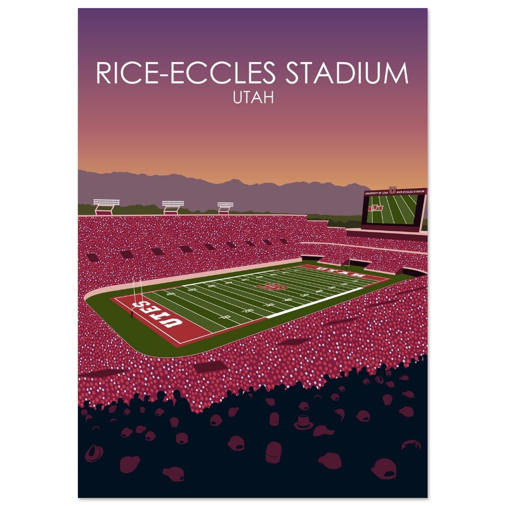 Rice-Eccles Stadium Poster | University of Utah College Football Stadium Print