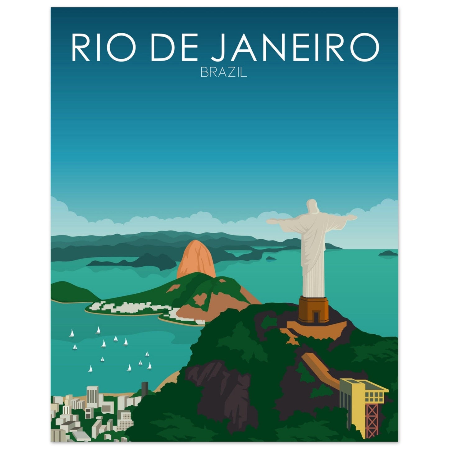 Rio De Janeiro Poster | Rio De Janeiro Wall Art | Rio De Janeiro Daytime Print