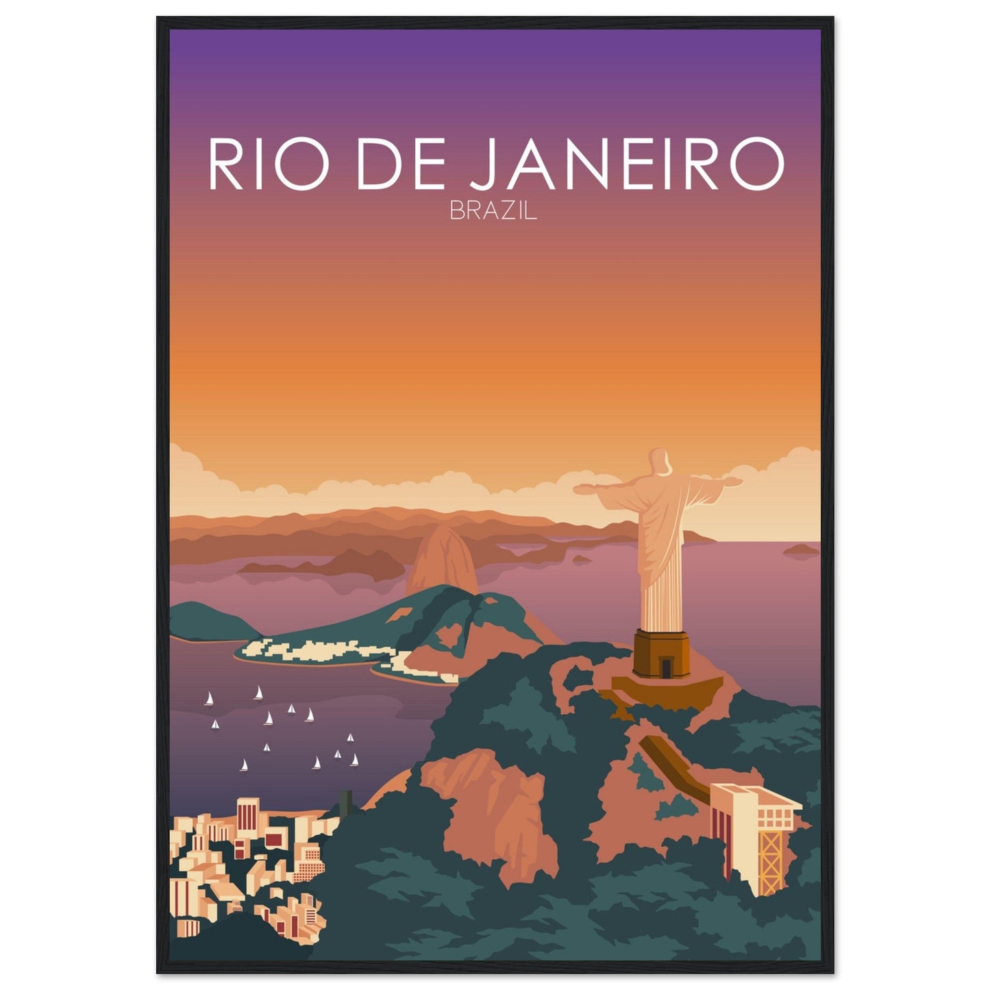 Rio De Janeiro Poster | Rio De Janeiro Wall Art | Rio De Janeiro Sunset Print