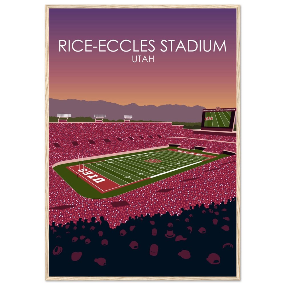 Rice-Eccles Stadium Poster | University of Utah College Football Stadium Print