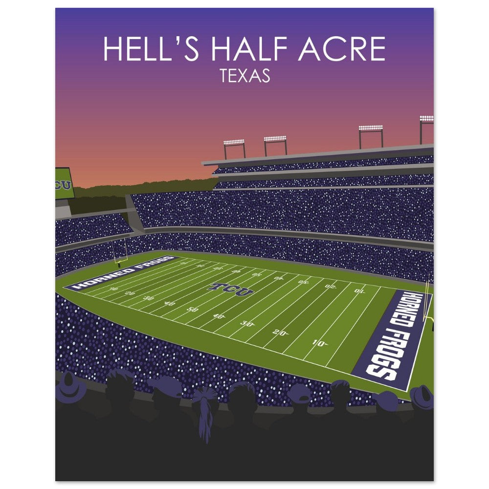 Hell's Half Acre Poster | Amon G. Carter Stadium Poster | University of TSU Horned frogs College Football Stadium Print