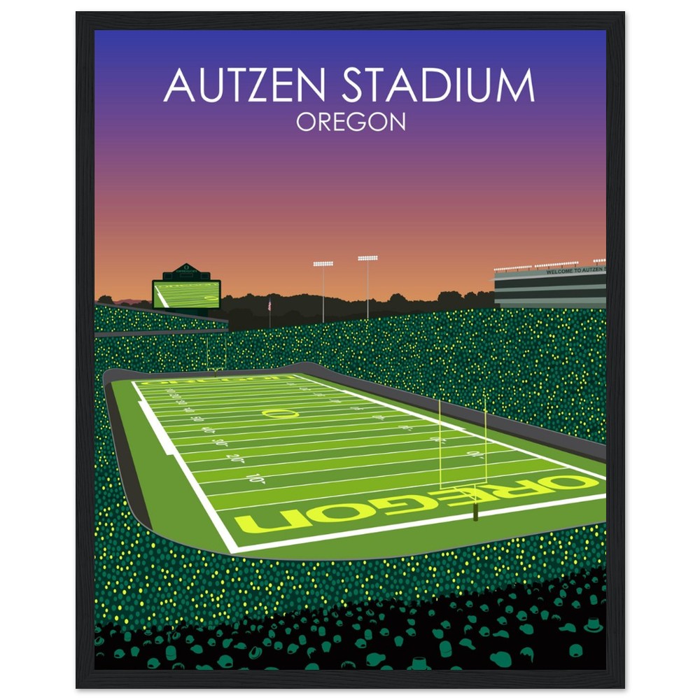 Autzen Stadium Stadium Poster | University of Oregon College Football Stadium Print