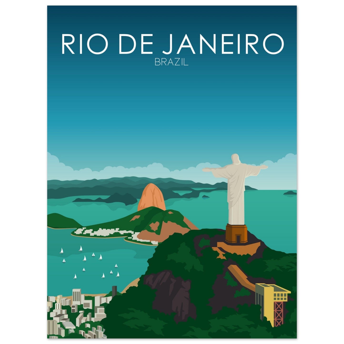 Rio De Janeiro Poster | Rio De Janeiro Wall Art | Rio De Janeiro Daytime Print