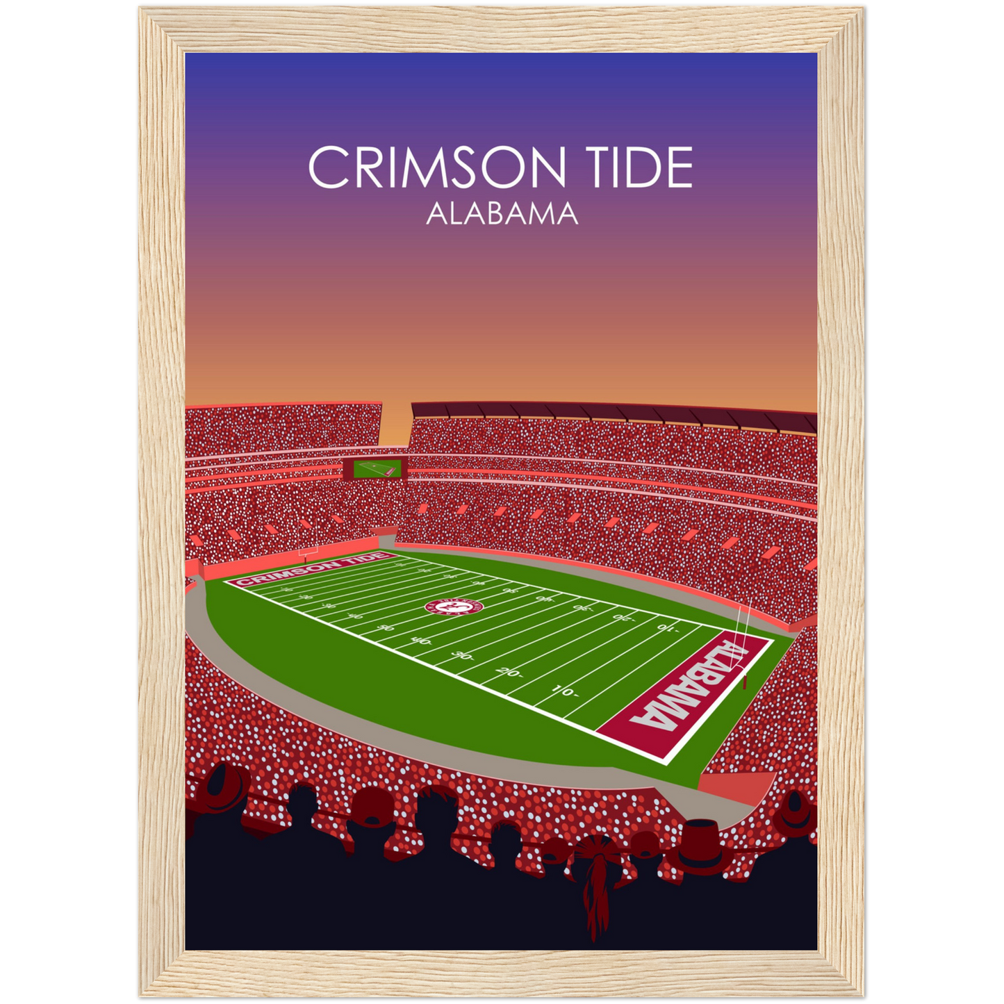 Crimson Tide | Bryant Denny Poster | University of Alabama College Football Stadium Print