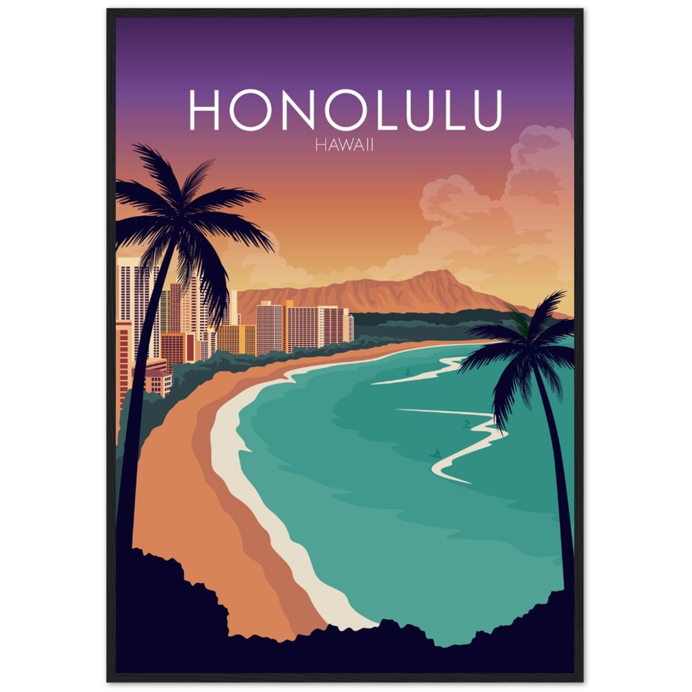 Honolulu Poster | Honolulu Wall Art | Honolulu Sunset Print