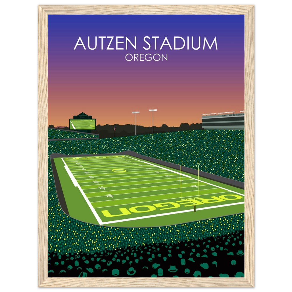 Autzen Stadium Stadium Poster | University of Oregon College Football Stadium Print