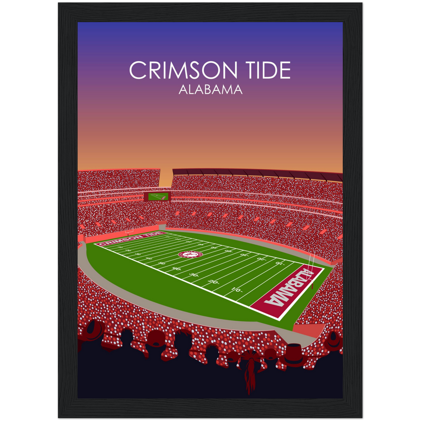 Crimson Tide | Bryant Denny Poster | University of Alabama College Football Stadium Print