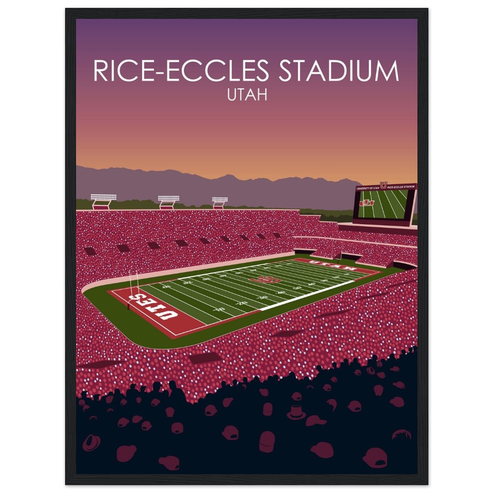 Rice-Eccles Stadium Poster | University of Utah College Football Stadium Print