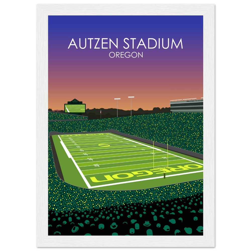 Autzen Stadium Stadium Poster | University of Oregon College Football Stadium Print