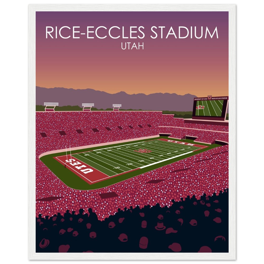 Rice-Eccles Stadium Poster | University of Utah College Football Stadium Print