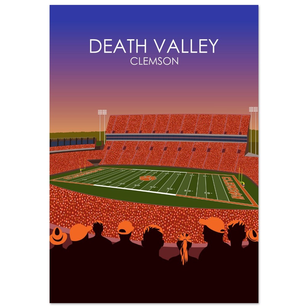 Clemson Tigers Stadium Poster | Frank Howard Field at Clemson Memorial Stadium 'Death Valley' Print