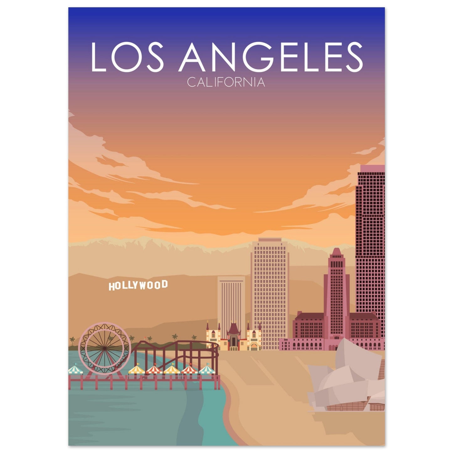 Los Angeles Poster | Los Angeles Wall Art | Los Angeles Sunset Print