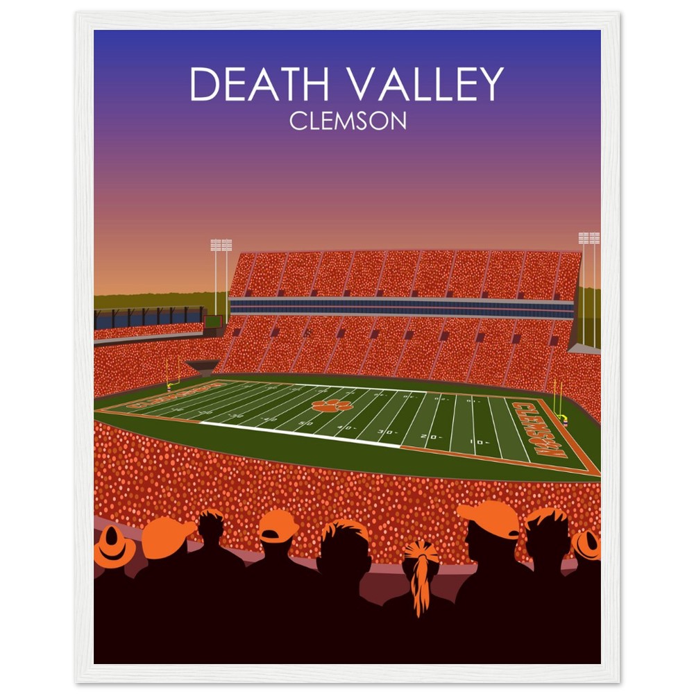 Clemson Tigers Stadium Poster | Frank Howard Field at Clemson Memorial Stadium 'Death Valley' Print