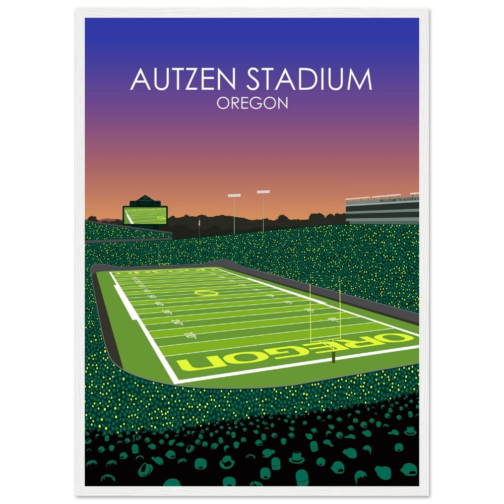 Autzen Stadium Stadium Poster | University of Oregon College Football Stadium Print