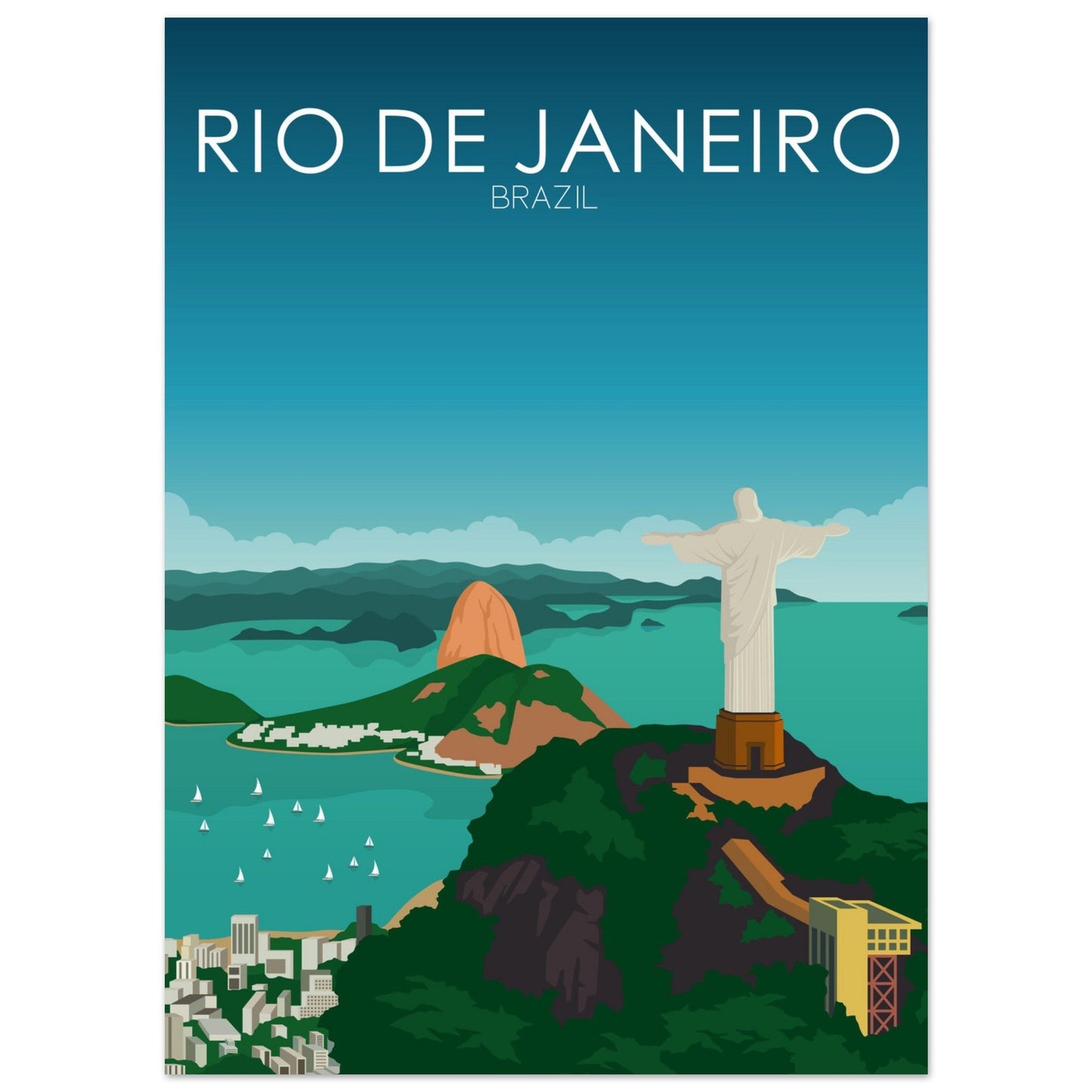 Rio De Janeiro Poster | Rio De Janeiro Wall Art | Rio De Janeiro Daytime Print