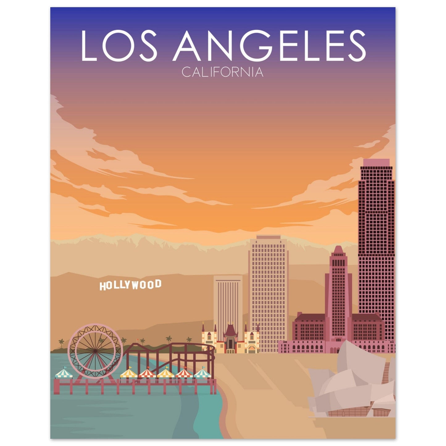 Los Angeles Poster | Los Angeles Wall Art | Los Angeles Sunset Print