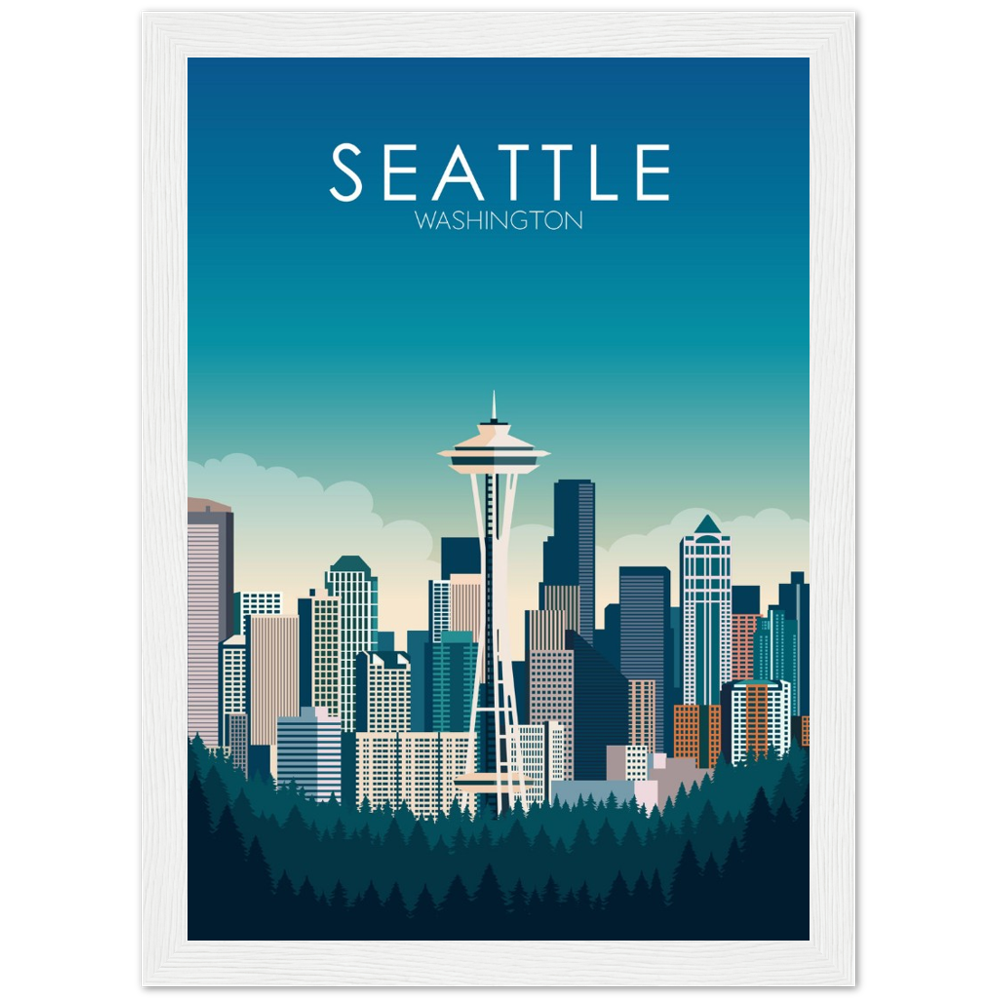 Seattle Poster | Seattle Wall Art | Seattle Daytime Print