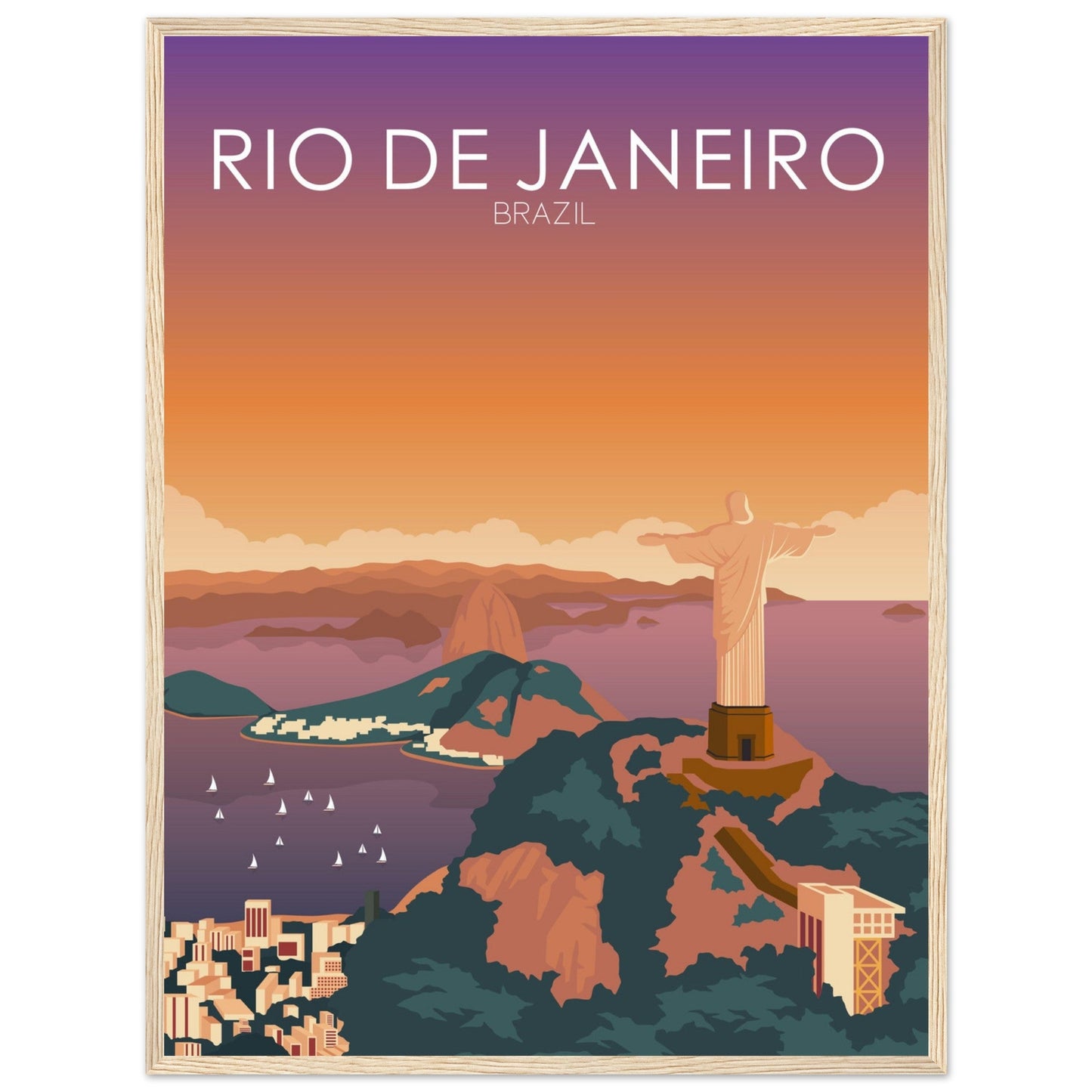 Rio De Janeiro Poster | Rio De Janeiro Wall Art | Rio De Janeiro Sunset Print