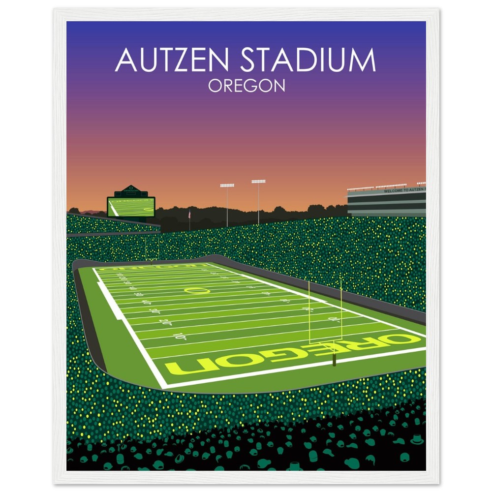 Autzen Stadium Stadium Poster | University of Oregon College Football Stadium Print