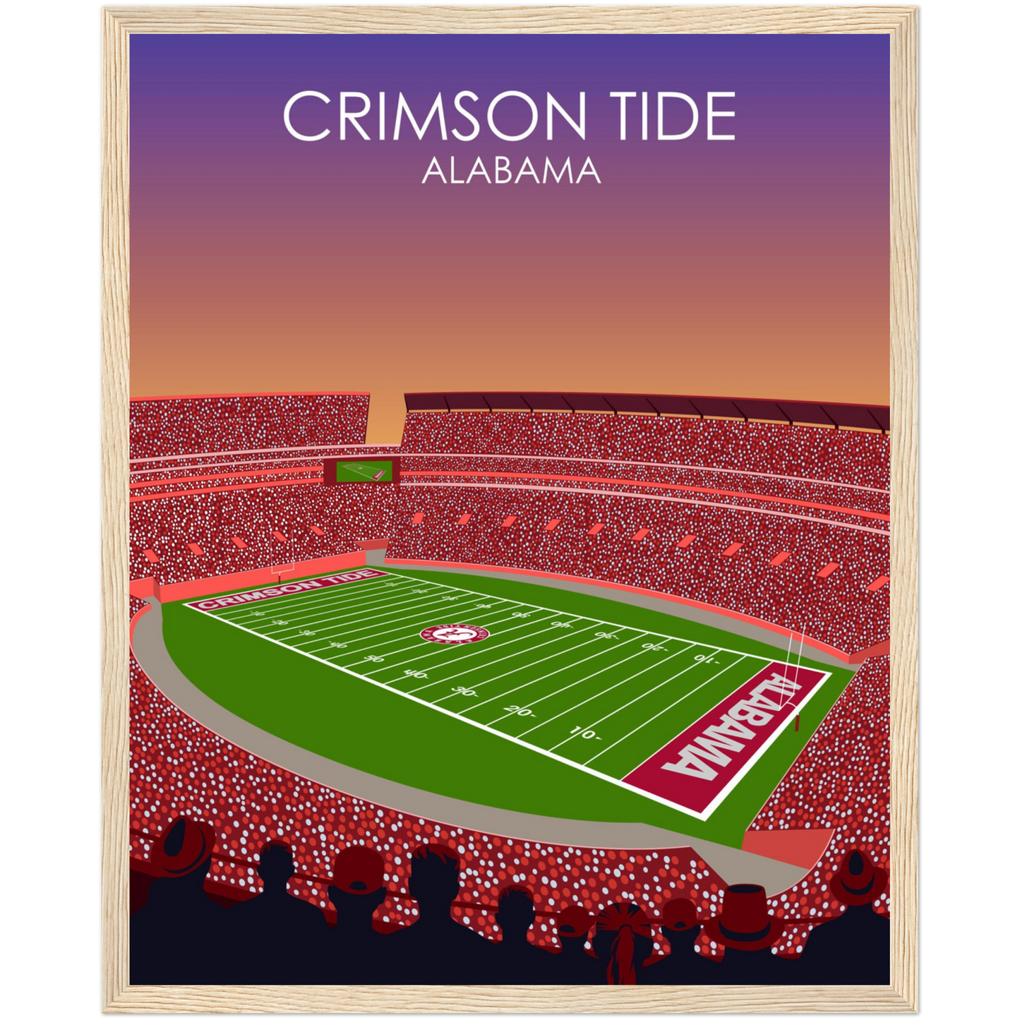 Crimson Tide | Bryant Denny Poster | University of Alabama College Football Stadium Print