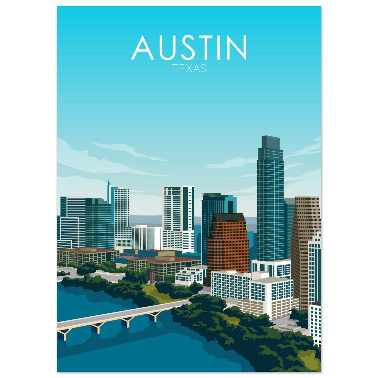 Austin Poster | Austin Wall Art | Austin Daytime Print