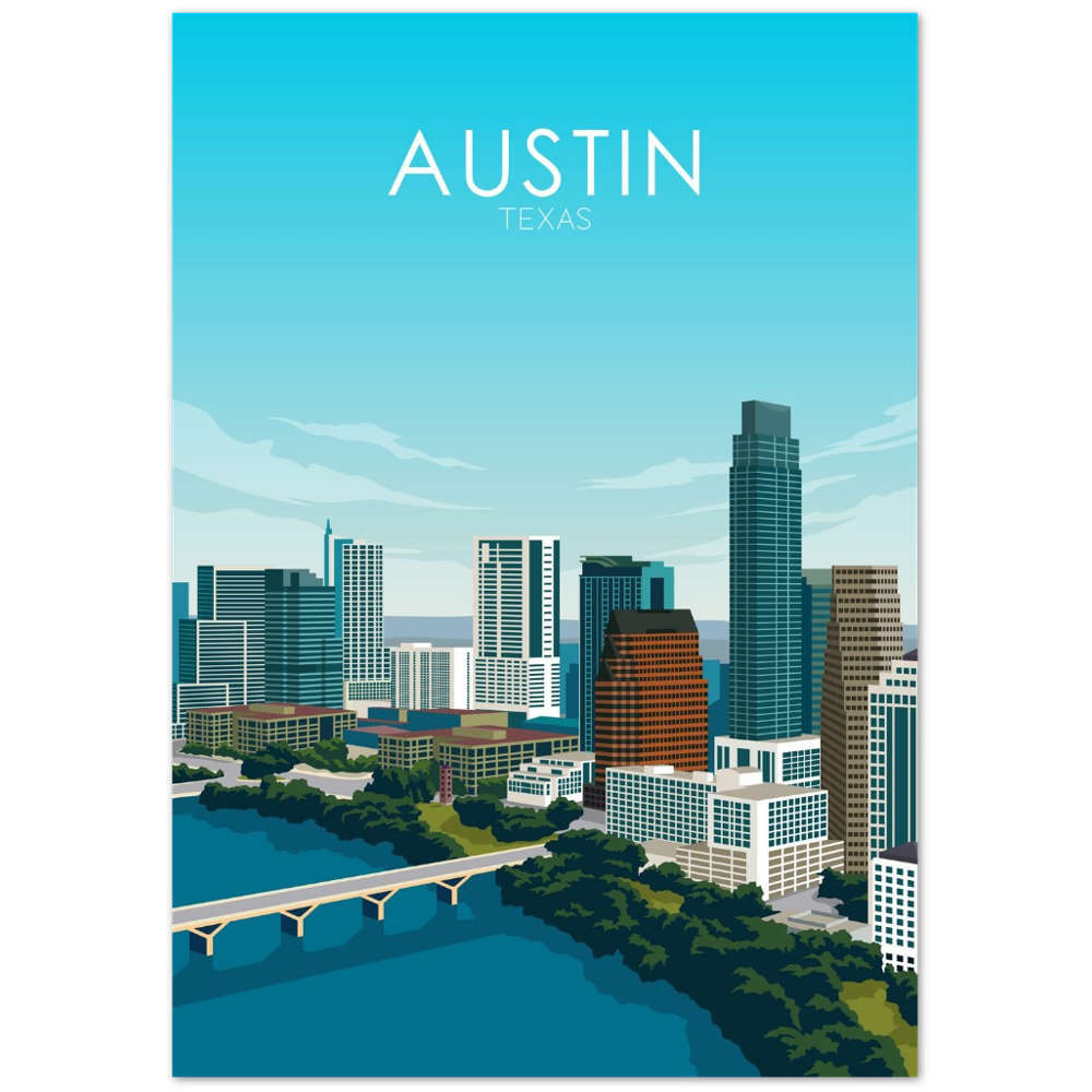 Austin Poster | Austin Wall Art | Austin Daytime Print