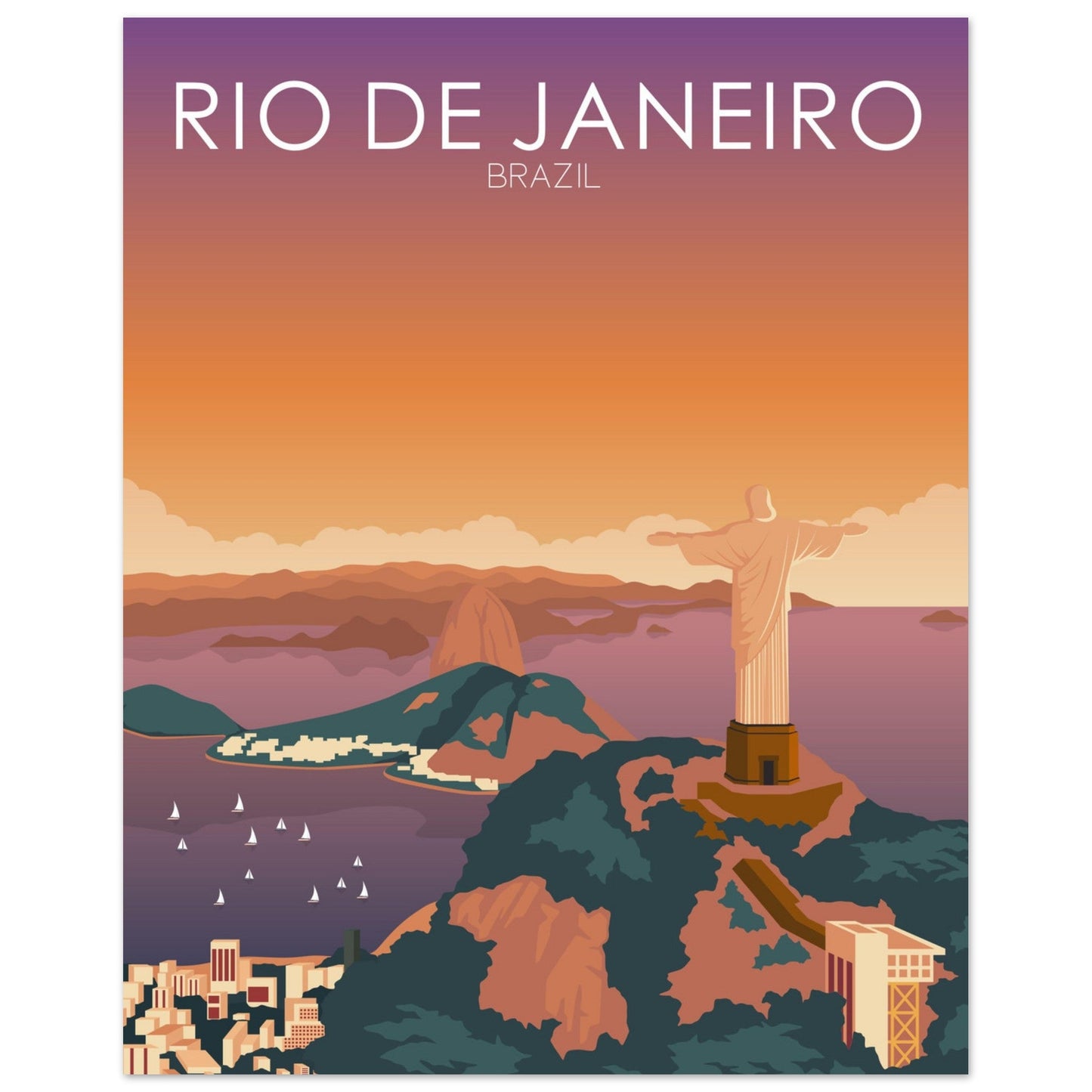 Rio De Janeiro Poster | Rio De Janeiro Wall Art | Rio De Janeiro Sunset Print