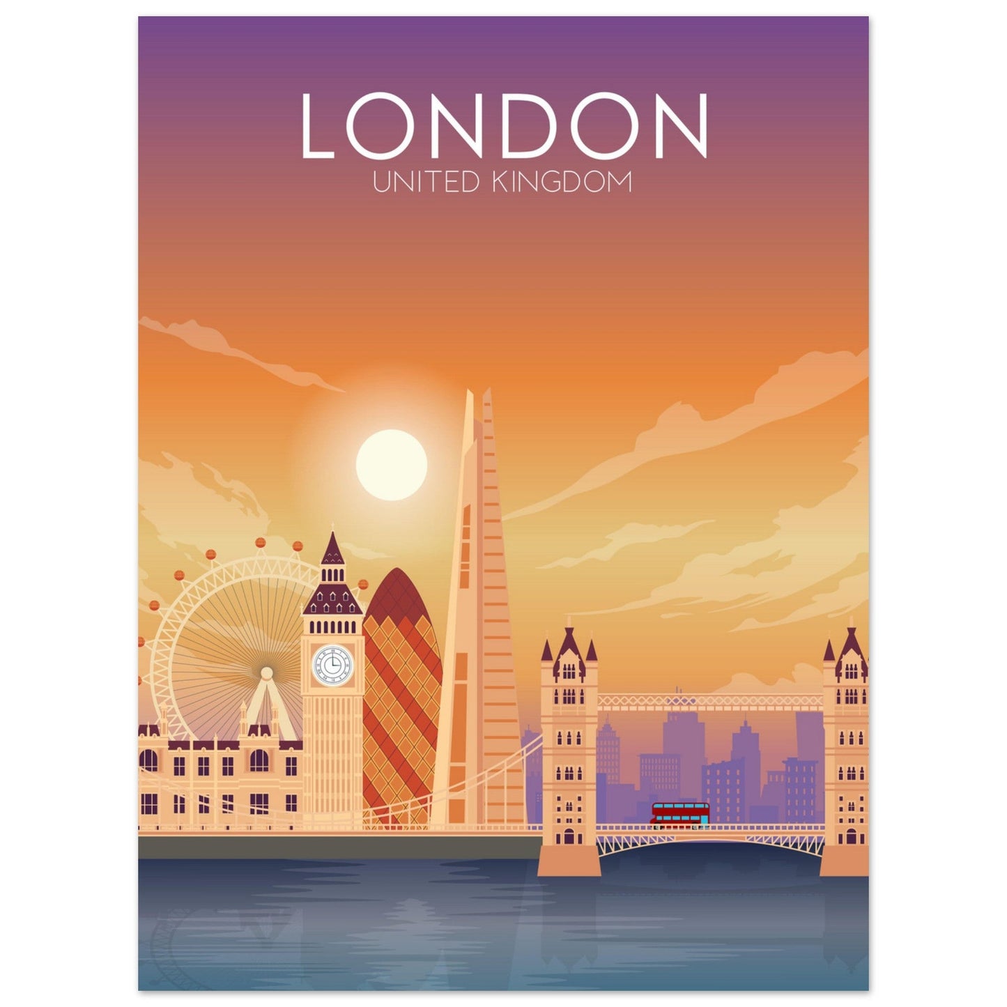 London Poster | London Wall Art | London Sunset Print