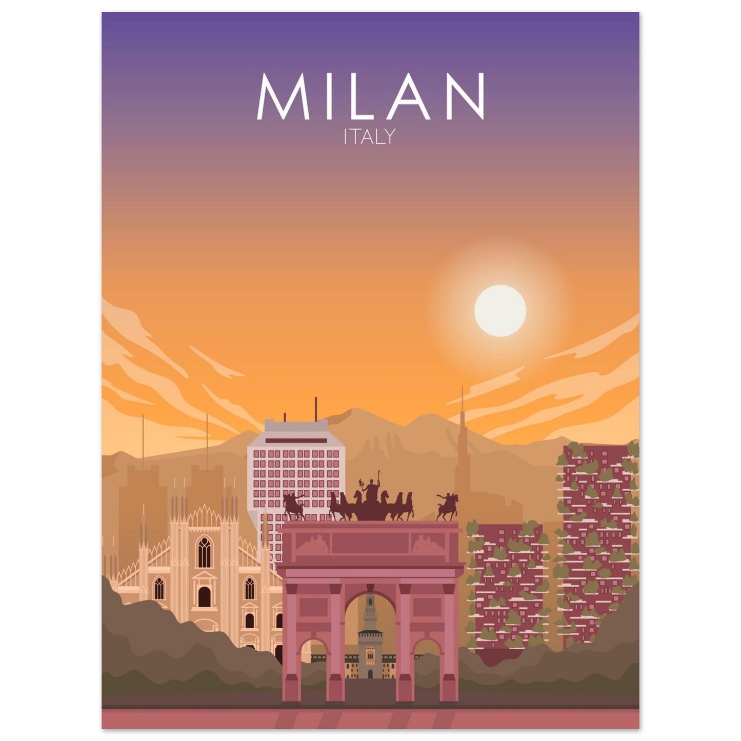 Milan Poster | Milan Wall Art | Milan Sunset Print