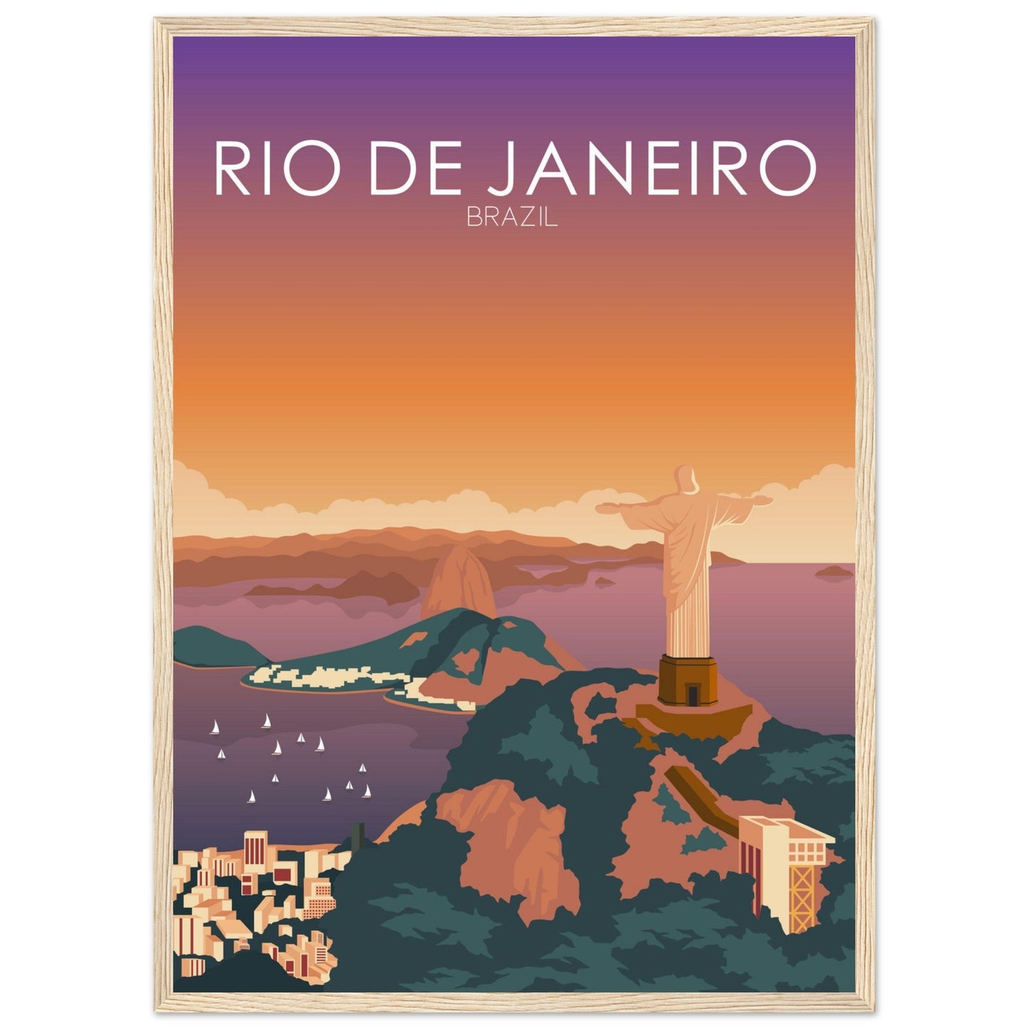 Rio De Janeiro Poster | Rio De Janeiro Wall Art | Rio De Janeiro Sunset Print