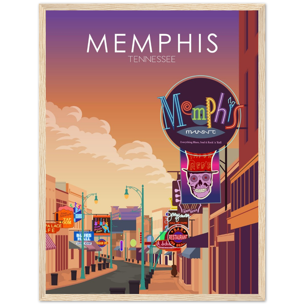 Memphis Poster | Memphis Wall Art | Memphis Sunset Print