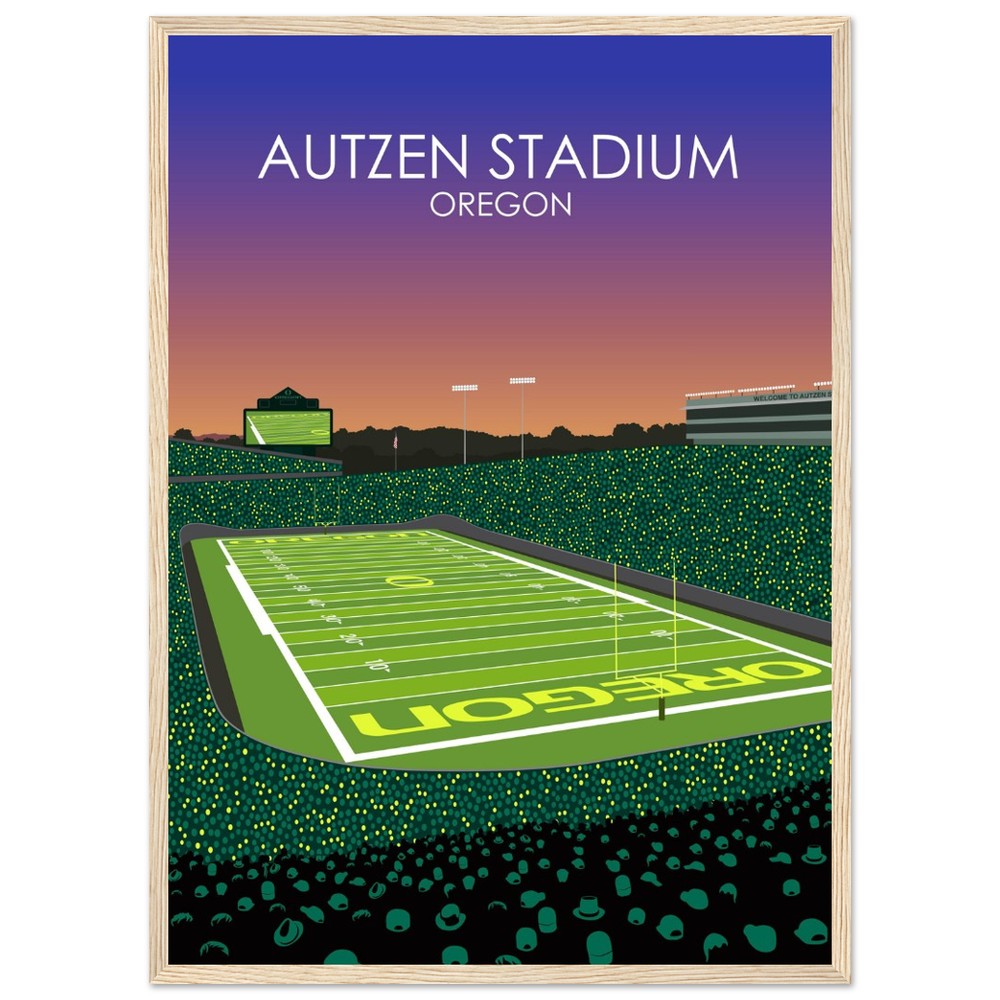 Autzen Stadium Stadium Poster | University of Oregon College Football Stadium Print