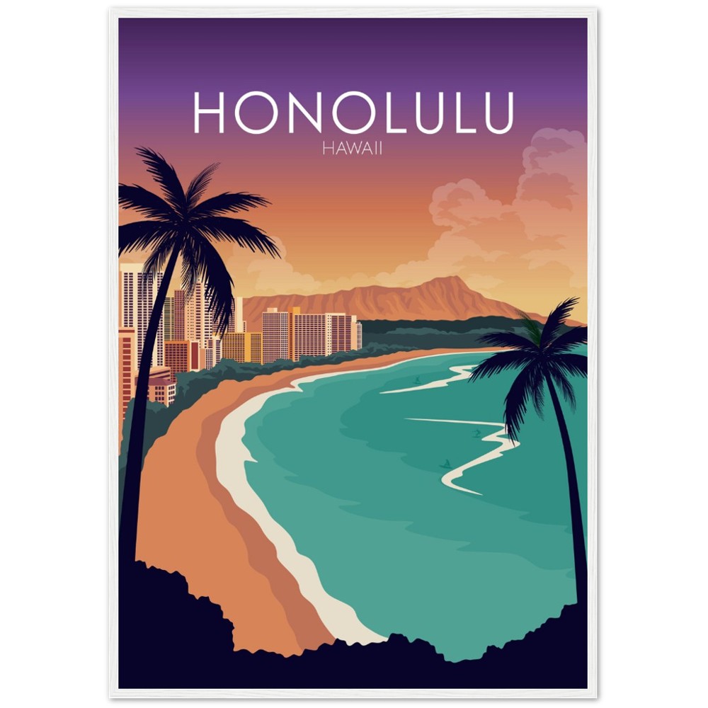 Honolulu Poster | Honolulu Wall Art | Honolulu Sunset Print