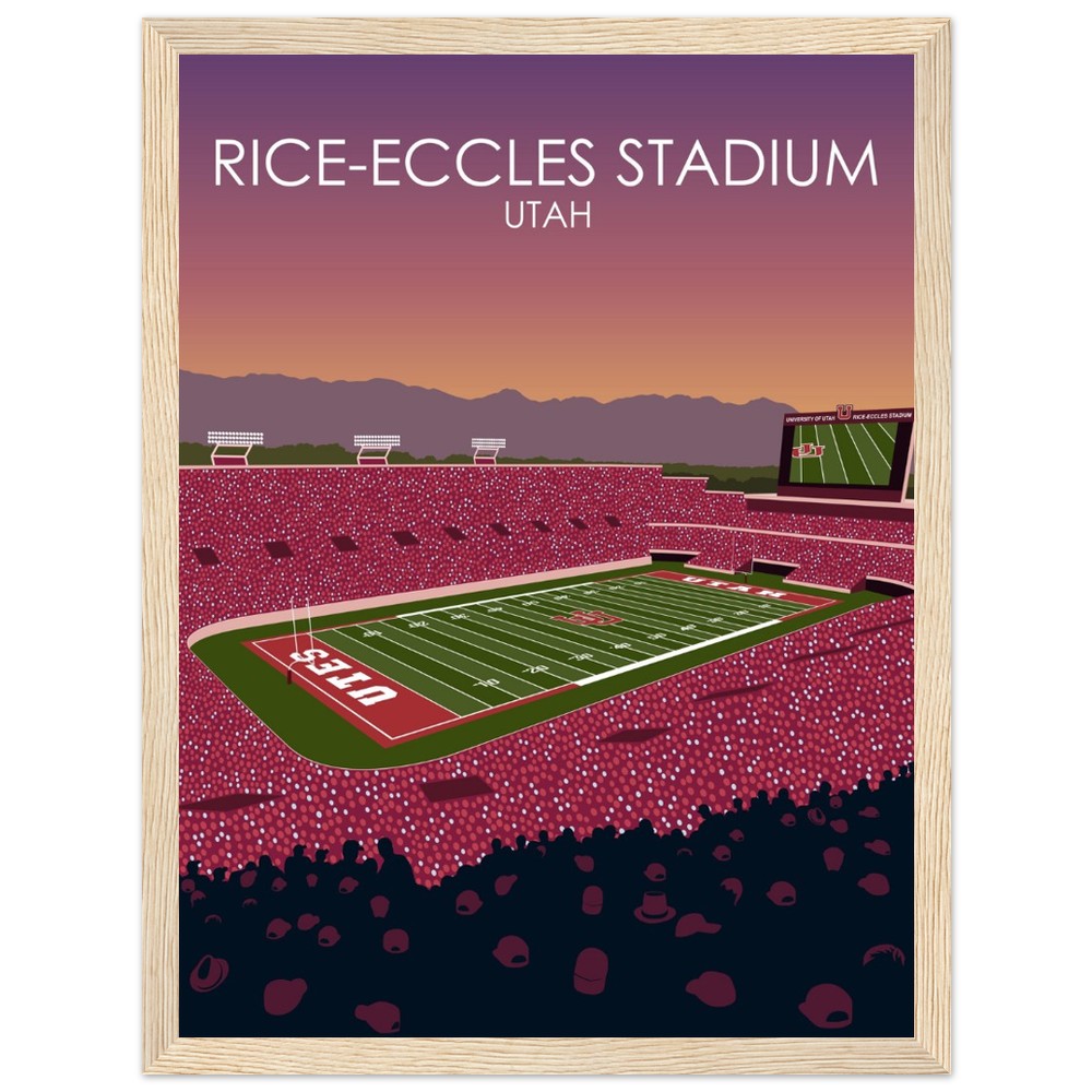 Rice-Eccles Stadium Poster | University of Utah College Football Stadium Print