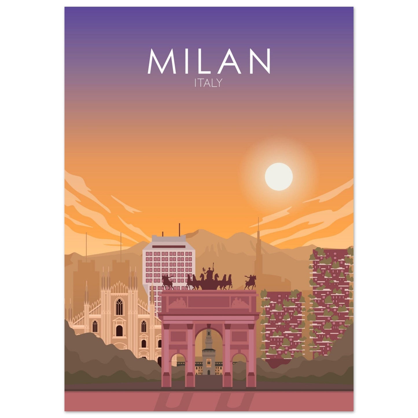 Milan Poster | Milan Wall Art | Milan Sunset Print