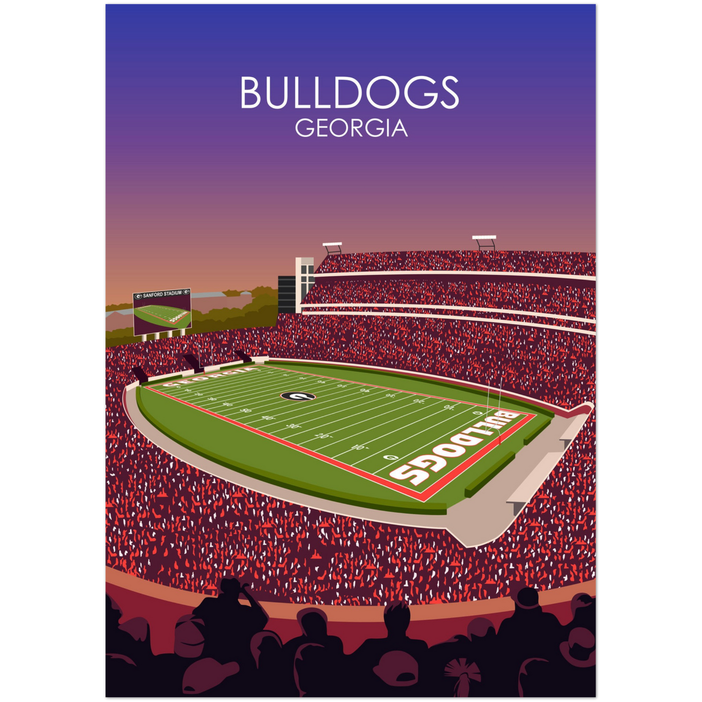 Georgia Bulldogs Poster | Sanford Stadium Poster | University of Georgia College Football Stadium Print