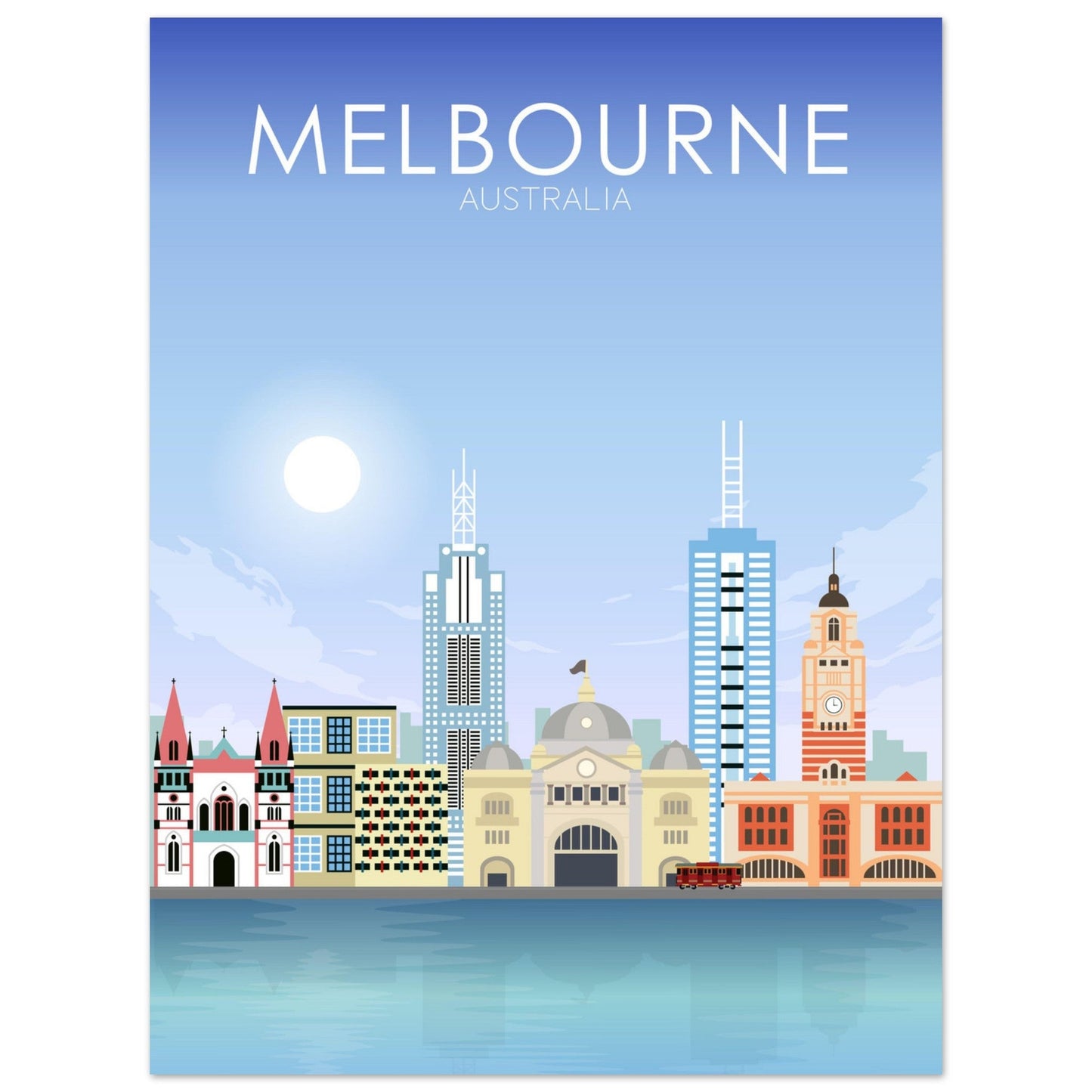 Melbourne Poster | Melbourne Wall Art | Melbourne Daytime Print