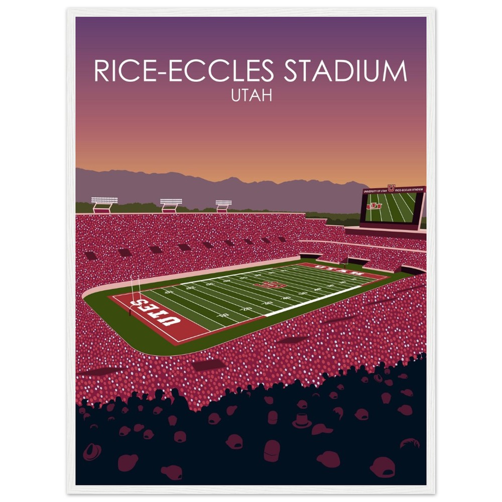 Rice-Eccles Stadium Poster | University of Utah College Football Stadium Print