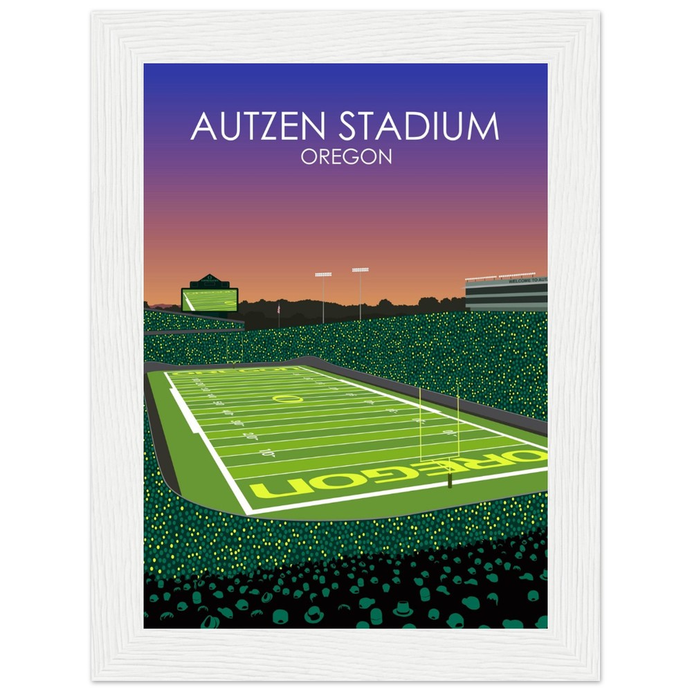 Autzen Stadium Stadium Poster | University of Oregon College Football Stadium Print