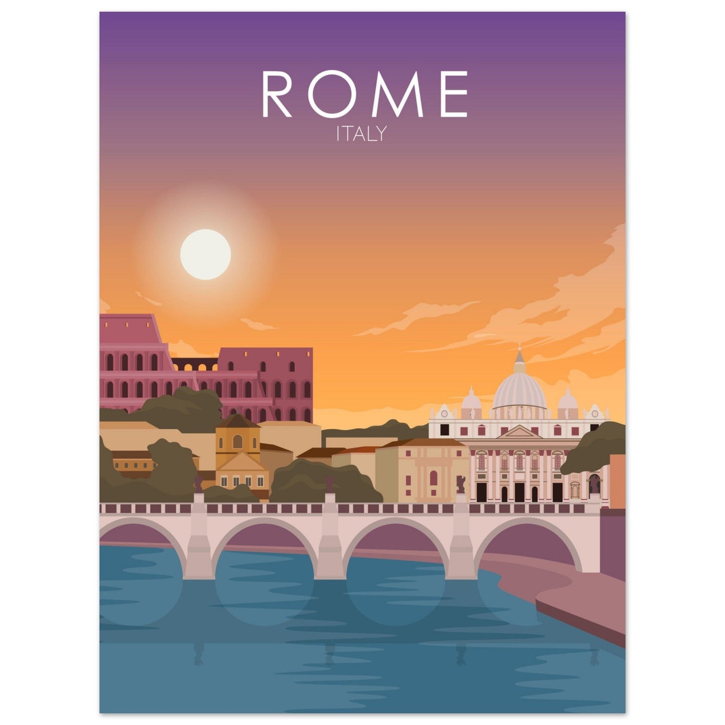 Rome Poster | Rome Wall Art | Rome Sunset Print