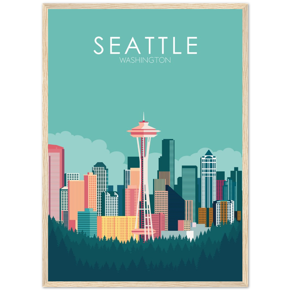 Seattle Poster | Seattle Wall Art | Seattle Pastel Print